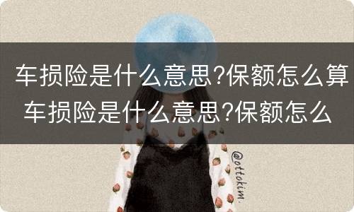 车损险是什么意思?保额怎么算 车损险是什么意思?保额怎么算的