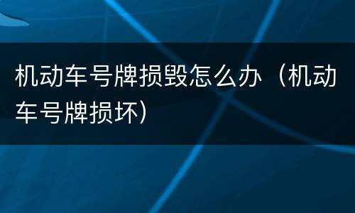 机动车号牌损毁怎么办（机动车号牌损坏）