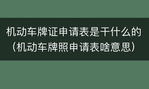 机动车牌证申请表是干什么的（机动车牌照申请表啥意思）