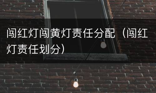 闯红灯闯黄灯责任分配（闯红灯责任划分）