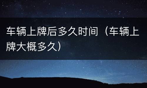 车辆上牌后多久时间（车辆上牌大概多久）