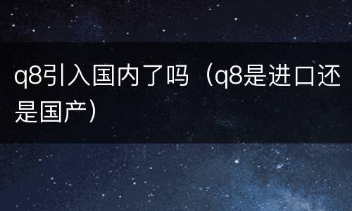 q8引入国内了吗（q8是进口还是国产）