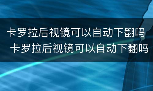 卡罗拉后视镜可以自动下翻吗 卡罗拉后视镜可以自动下翻吗