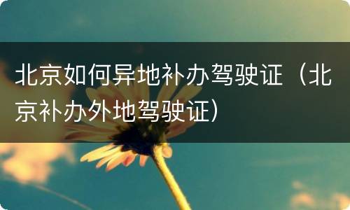 北京如何异地补办驾驶证（北京补办外地驾驶证）