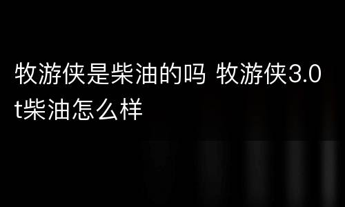 牧游侠是柴油的吗 牧游侠3.0t柴油怎么样