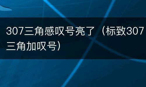 307三角感叹号亮了（标致307三角加叹号）