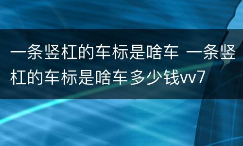 一条竖杠的车标是啥车 一条竖杠的车标是啥车多少钱vv7