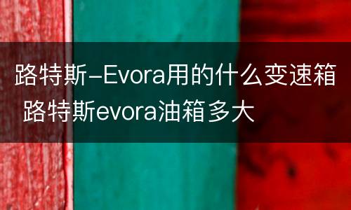 路特斯-Evora用的什么变速箱 路特斯evora油箱多大