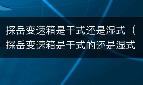 探岳变速箱是干式还是湿式（探岳变速箱是干式的还是湿式的）