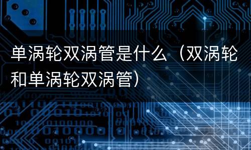 单涡轮双涡管是什么（双涡轮和单涡轮双涡管）