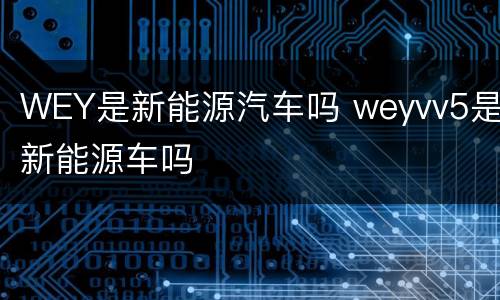 WEY是新能源汽车吗 weyvv5是新能源车吗
