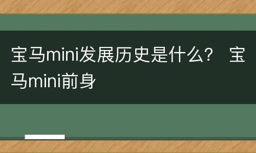 宝马mini发展历史是什么？ 宝马mini前身