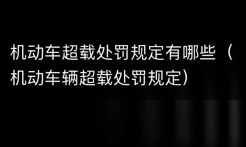 机动车超载处罚规定有哪些（机动车辆超载处罚规定）