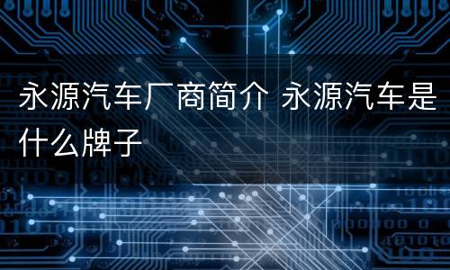 永源汽车厂商简介 永源汽车是什么牌子