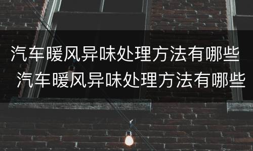 汽车暖风异味处理方法有哪些 汽车暖风异味处理方法有哪些图片