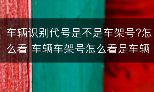 车辆识别代号是不是车架号?怎么看 车辆车架号怎么看是车辆识别代码