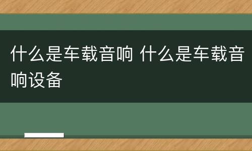 什么是车载音响 什么是车载音响设备