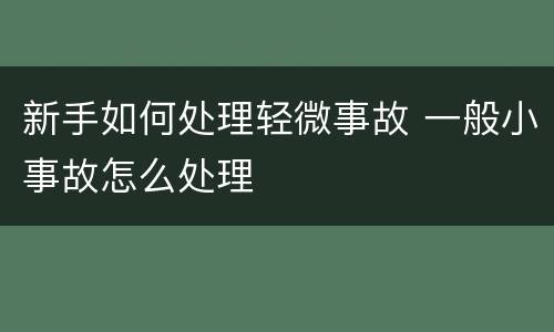 新手如何处理轻微事故 一般小事故怎么处理