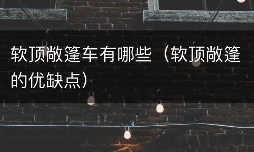 软顶敞篷车有哪些（软顶敞篷的优缺点）