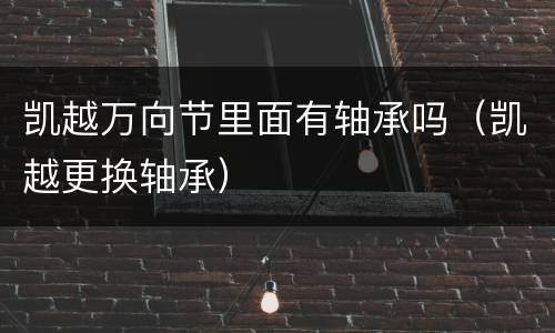 凯越万向节里面有轴承吗（凯越更换轴承）
