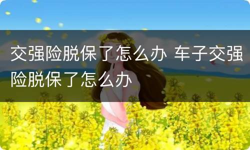 交强险脱保了怎么办 车子交强险脱保了怎么办