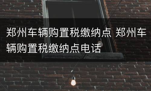 郑州车辆购置税缴纳点 郑州车辆购置税缴纳点电话