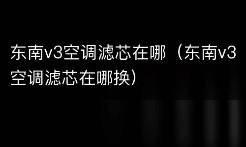 东南v3空调滤芯在哪（东南v3空调滤芯在哪换）