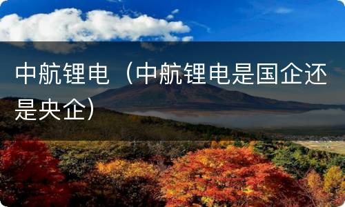 中航锂电（中航锂电是国企还是央企）
