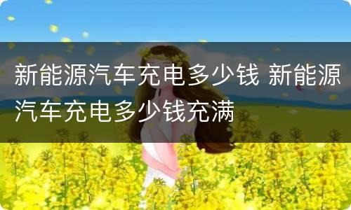 新能源汽车充电多少钱 新能源汽车充电多少钱充满