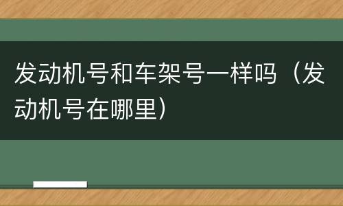 发动机号和车架号一样吗（发动机号在哪里）
