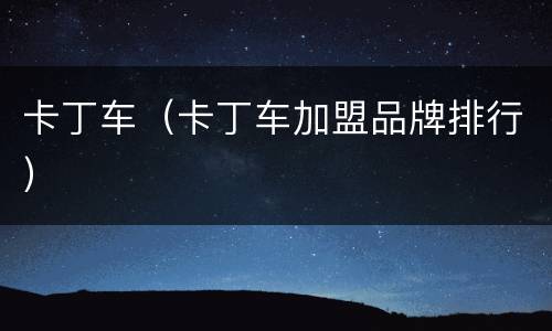 卡丁车（卡丁车加盟品牌排行）