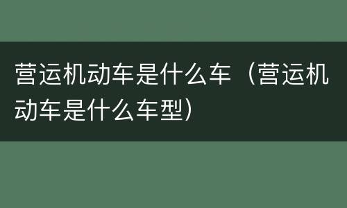 营运机动车是什么车（营运机动车是什么车型）