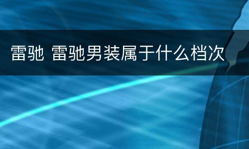 雷驰 雷驰男装属于什么档次