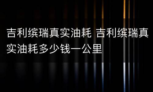 吉利缤瑞真实油耗 吉利缤瑞真实油耗多少钱一公里