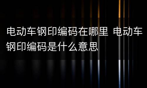 电动车钢印编码在哪里 电动车钢印编码是什么意思