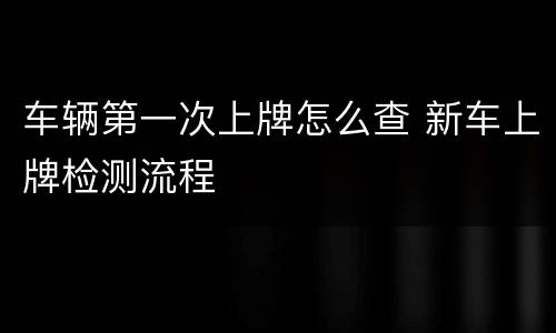 车辆第一次上牌怎么查 新车上牌检测流程