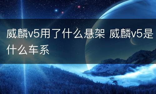 威麟v5用了什么悬架 威麟v5是什么车系