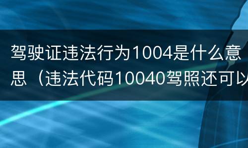 驾驶证违法行为1004是什么意思（违法代码10040驾照还可以考吗）