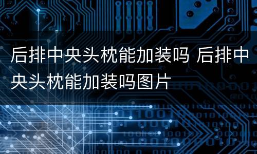 后排中央头枕能加装吗 后排中央头枕能加装吗图片