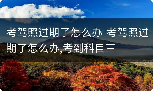 考驾照过期了怎么办 考驾照过期了怎么办,考到科目三