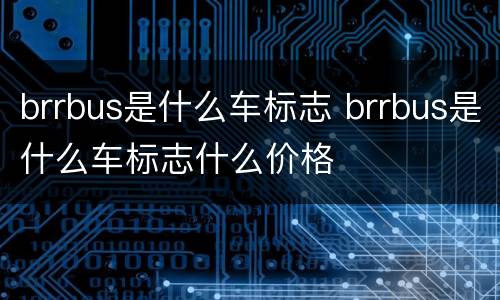 brrbus是什么车标志 brrbus是什么车标志什么价格