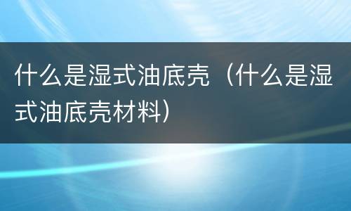 什么是湿式油底壳（什么是湿式油底壳材料）