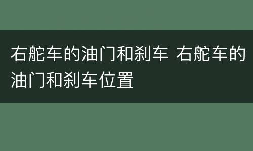 右舵车的油门和刹车 右舵车的油门和刹车位置