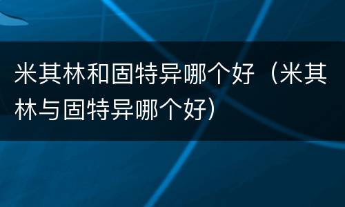 米其林和固特异哪个好（米其林与固特异哪个好）