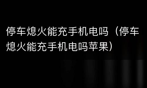 停车熄火能充手机电吗（停车熄火能充手机电吗苹果）