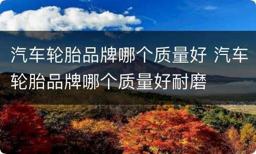 汽车轮胎品牌哪个质量好 汽车轮胎品牌哪个质量好耐磨