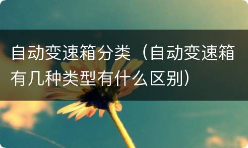 自动变速箱分类（自动变速箱有几种类型有什么区别）