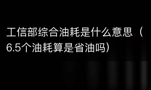 工信部综合油耗是什么意思（6.5个油耗算是省油吗）