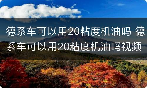 德系车可以用20粘度机油吗 德系车可以用20粘度机油吗视频