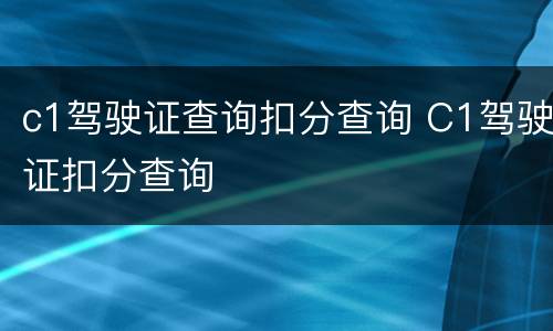 c1驾驶证查询扣分查询 C1驾驶证扣分查询